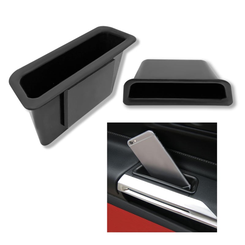 CHRYMUM 2PCS Car Door Side Storage Box, Front Door Storage Pockets, Car Interior Accessories Side Insert Organizer Box Net Pocket Compatible with Ford Mustang 2015-2024 - Image 1